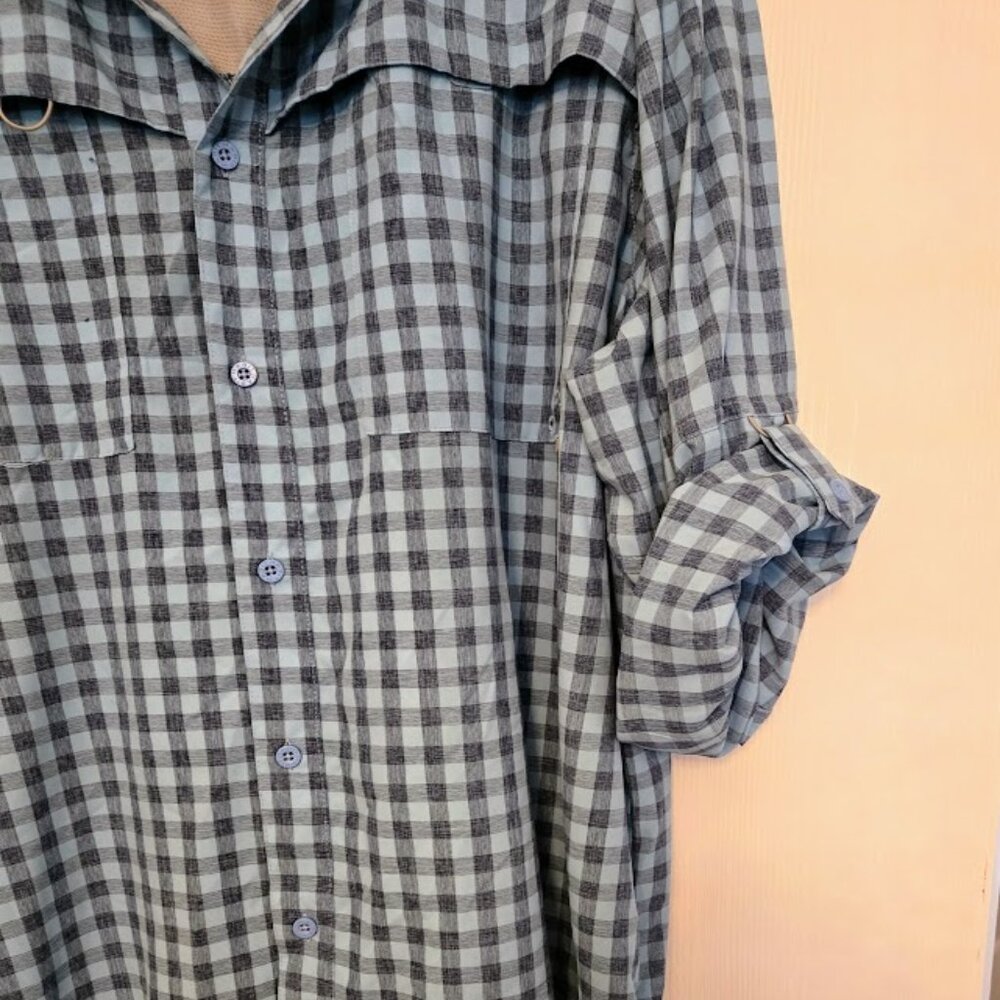 Habit men's sunblock L/S blue checked shirt Size 2XL - Picture 4 of 8